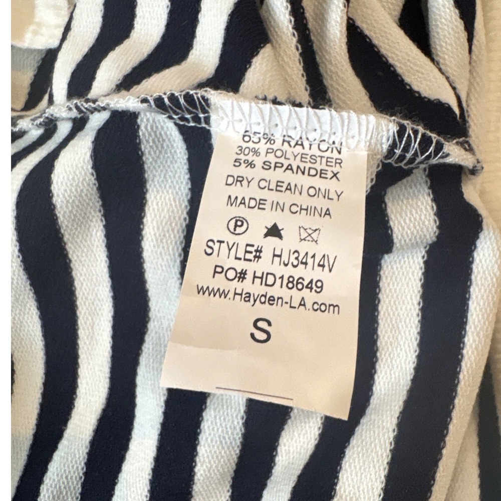 Hayden Los Angeles Womens Navy White Striped Short Sleeve Raglan Sweatshirt S - Picture 7 of 7